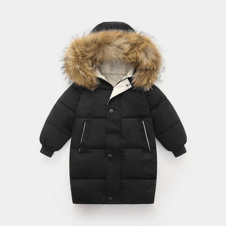 

SUWHWEA Thicken Warm Kids Down Coat Winter Hooded Long Boys Girls Cotton Down Jackets Outerwears Children Clothing in season Fall savings on Clearance