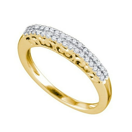 10K Yellow Gold 0.19ctw Glamorous Pave Diamond Decorated Fashion Band Ring