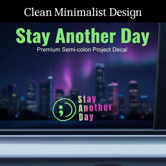CCOCC 5Pcs Stay Another Day Stickers,Mental Health Awareness Car Decals,Self Adhesive Car Window Decal Inspirational Stickers Waterproof Vinyl Decals for Vehicles,Laptops,Water Bottles (White)