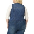 thumbnail image 4 of Unique Bargains Women's Plus Size Denim Jackets Sleeveless Button Crop Waistcoat Vests 1X Blue, 4 of 6