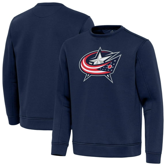Men's Antigua Navy Columbus Blue Jackets Relevant Lightweight Pullover Sweatshirt