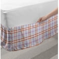 thumbnail image 2 of Plaid Bed Skirt, Diagonal and Vertical Stripes in Checkered Pattern in Pastel Tones, Elastic Bedskirt Dust Ruffle Wrap Around for Bedding Decor, 4 Sizes, Lavender and Burnt Sienna, by Ambesonne, 2 of 2