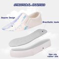 thumbnail image 2 of Toddler Girls Canvas Sneakers Loafer Shoes Slip On Little Kids Sequins Glimmer Glitter Sparkle Low Top Non Slip Rubber Sole Lightweight Breathable Walking Outdoor Fashion Casual White Size 7, 2 of 5