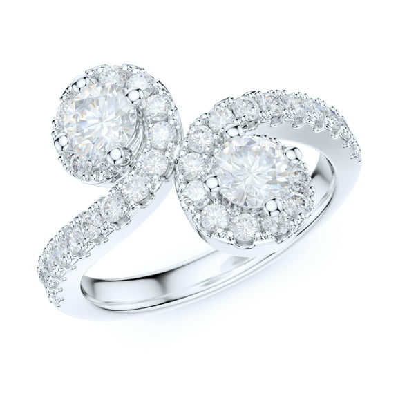 Sterling Silver Fashion Two Split Filigree Vine Simulated Round Brilliant Cut Diamond Halo Promise Engagement Ring (6)