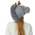 thumbnail image 4 of Generic Women'S Fluffy Winter Earflap Beanie 2024 Christmas Deer Horn Knitted Hat Women Winter Outdoor Skiing Cold Proof Plush Ear Protection Woolen Hat Gender-Neutral Plaid Knit Beanie, 4 of 4