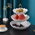 thumbnail image 2 of Soporte para tartas de 3 niveles, estilo europeo, para mesa, platos y frutas, ideal para fiestas. Tipo de flor de oro, 2 of 8
