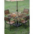 thumbnail image 3 of Spring Flowers Outdoor Tablecloth - 54x54 Inch Square Dining Table Cover, Farmhouse Vintage Black Plaid Wood Grain Waterproof Outdoor Table Cloth with Umbrella Hole & Zipper for Picnic/Patio/Party, 3 of 7