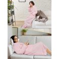 thumbnail image 6 of Women's Waffle Textured Satin Trim Fleece Robe (Dusty Rose, 2XL-3XL), 6 of 7