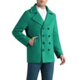 thumbnail image 4 of Abrigo Doble Botón Inspire Chic para Hombre, con Cuello Notched, Clásico Peacoat, L Verde, 4 of 6