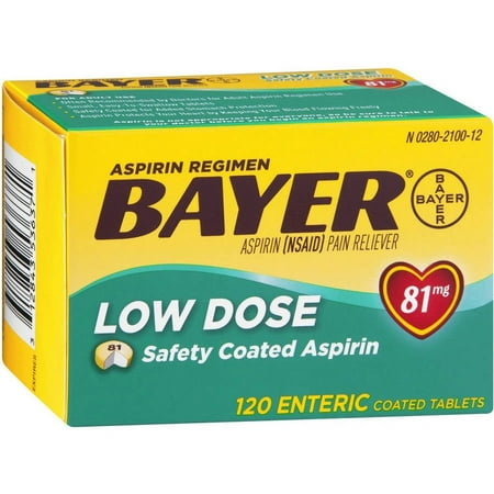 "Bayerspirin Regimen Low Dose Enteric Coated Tablets, 120 CT (Pack of 6)"