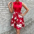 thumbnail image 2 of IROINNID A-Line Dress For Women Strapless Sleeveless High Waist Bow Tie Dress Round Neckline Print Dress, 2 of 3