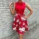 thumbnail image 2 of Vestido acampanado con lazo estampado de cintura alta sin mangas con cuello redondo a la moda para mujer Fridja  hj2079, 2 of 3
