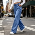 thumbnail image 6 of ClodeEU Women's Elastic Waist Wide Leg Jeans,Casual Loose Denim Pants with Pockets ,Women's S-XXL, 6 of 8