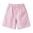 thumbnail image 4 of Cagogo Womens Striped Elastic Waist Shorts Plus Size Cotton Linen Loose Casual Flowy Summer Beach Travel Lounge Shorts with Pockets Comfy Clothing, Pink 2XL, 4 of 8