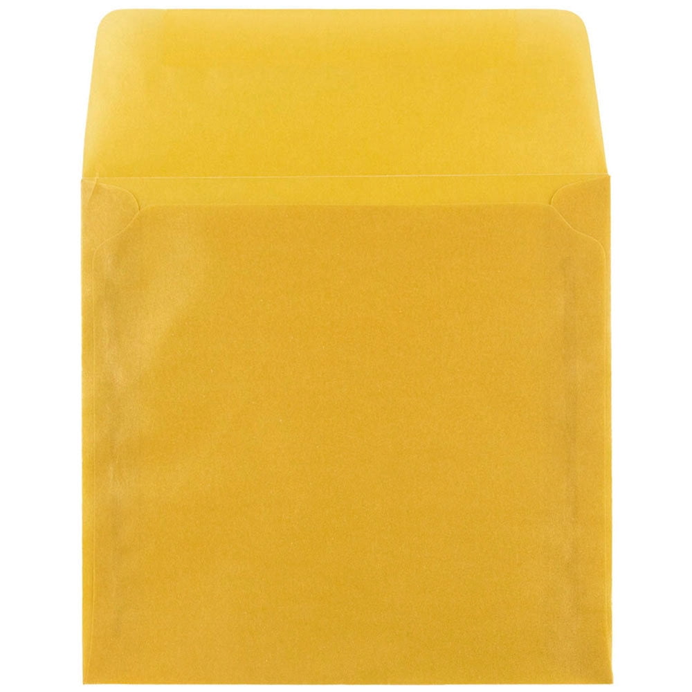 JAM Paper 6 x 6 Translucent Envelopes, Gold, 50/Pack