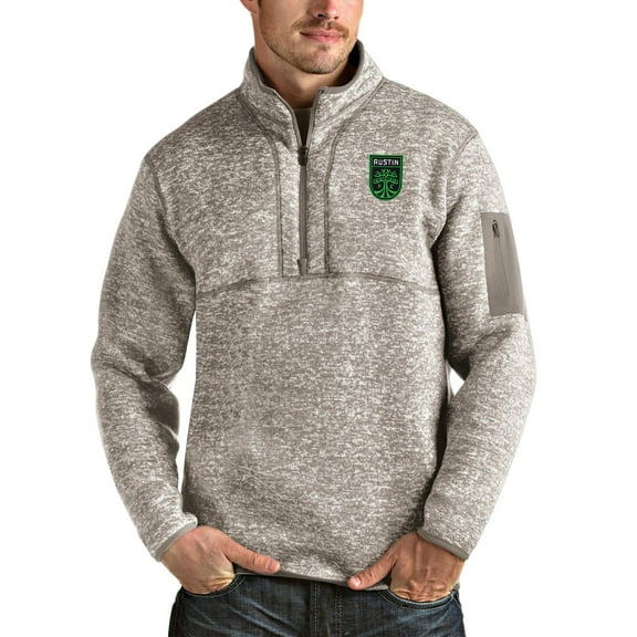 Men's Antigua Tan Austin FC Fortune Quarter-Zip Pullover Jacket