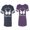 Men Navy / Women Purple, variant on World Greatest Boy & Girlfriend Unisex Couple Matching Cotton Jersey style T-Shirt Contrasting stripes on sleeves (Men Navy / Women Black) (Men S / Women S)