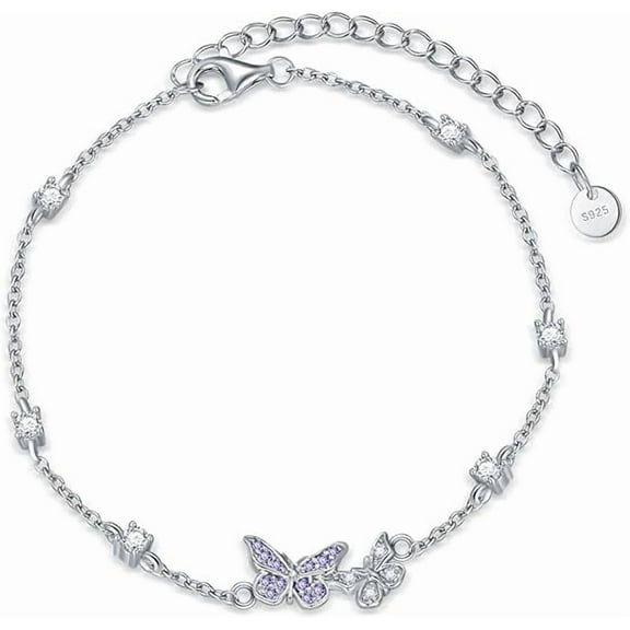 CACA LADY Two Butterfly Bracelets for Women 925 Sterling Silver Butterfly Bracelets