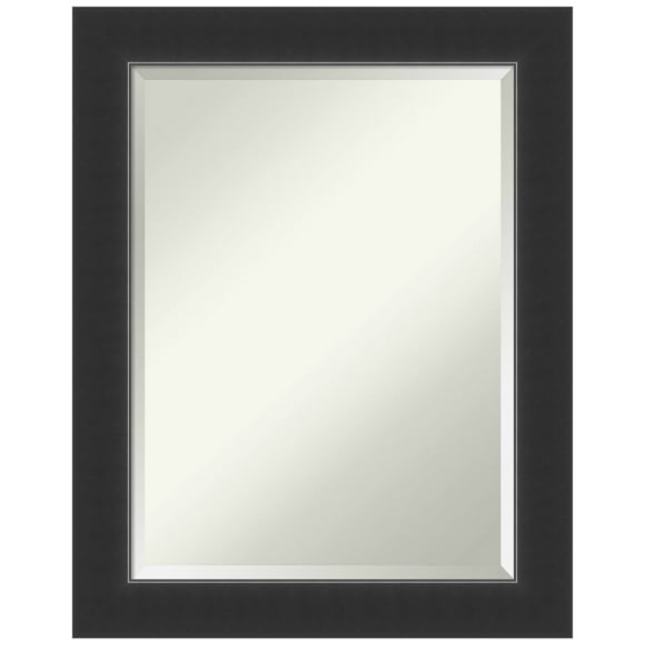 Amanti Art Miroir de Salle de Bain en Bois Biseauté (29 x 23 Po), Cadre Corvino Noir - Miroir Mural Noir, Moyen