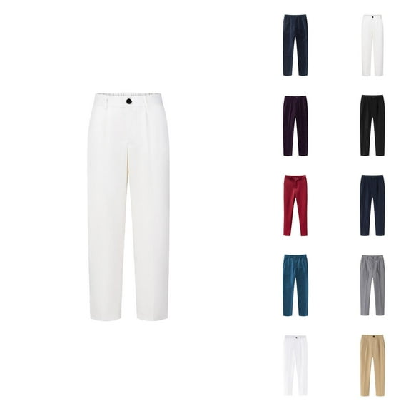 Boys Flat Front Slim Fit Dress Pants with Adjustable Waist Comfortable for School Outfits and Formal Occasions Daily Clothes