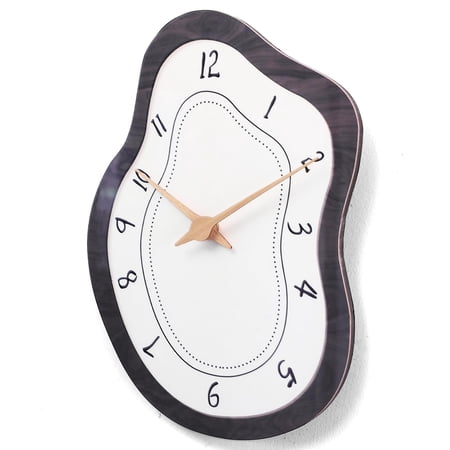 14 X 10 Inch Mid Century Retro Irregular Shape Wall Clock Silent Non-ticking Operated Vintage Boho Beige Art For Living Room Bedroom Entryway Mantel Decor