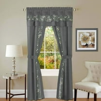 Fairfield 5 Piece Curtain Complete Set by Achim (Grey, 55W x 63L Set)