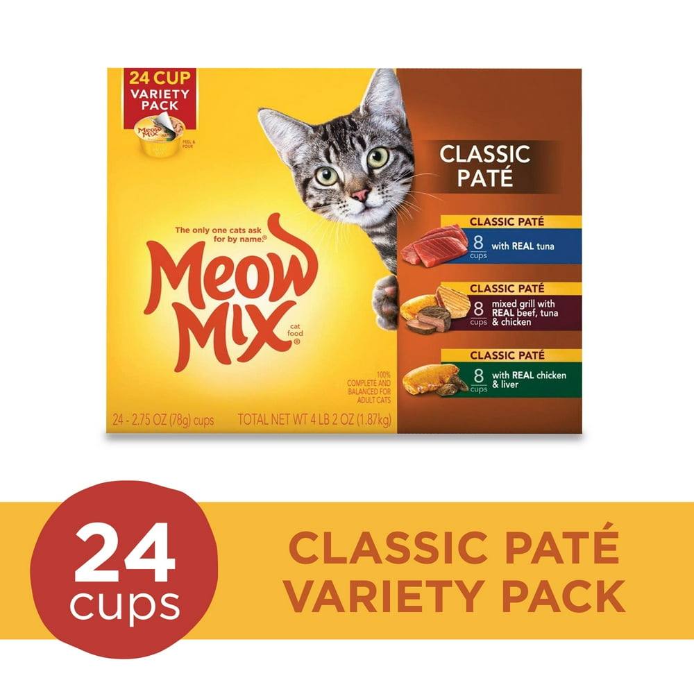 Meow Mix Classic Pate Wet Cat Food Variety Pack, 2.75Ounce Cups (Pack