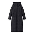 thumbnail image 7 of TFEOQRY Women's Parkas Padded Coats Solid Color Long Sleeved Woolen Cotton Jacket with Pockets Zipper Medium Length Hooded Jacket Coat Black, 7 of 7