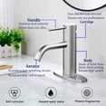 thumbnail image 6 of Bathroom Faucet, Silver Bathroom Faucet Single Handle Bathroom Faucet Modern Single Hole Faucet Bathroom with Pop-up Sink Drain Stopper & Deck Plate 1 or 3 Hole Bathroom Faucet(Brushed Silver), 6 of 6