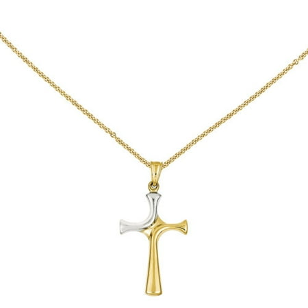 14kt Yellow Gold with Rhodium Fancy Cross Pendant