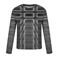 thumbnail image 4 of Blusas y camisas de manga larga con cuello redondo para hombre, blusa informal de manga larga con cuello redondo y estampado de rayas, blusa de poliéster para hombre, 4 of 4