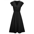 thumbnail image 6 of V Neck Puff Sleeve Dress Black S, 6 of 10