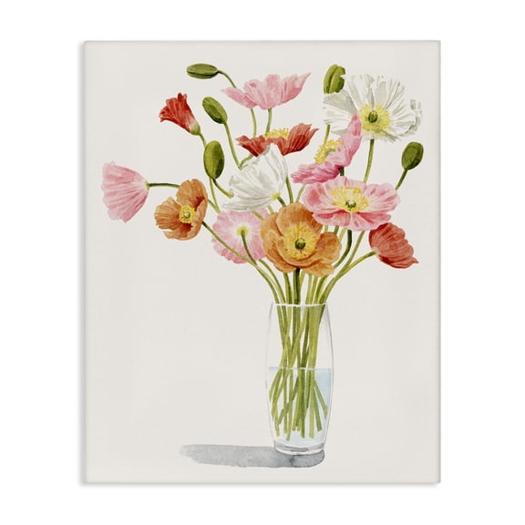 Stupell Industries Traditional Vivid Poppies Glass Floral Bouquet Arrangement Canvas Art, 24 x 30, by Grace Popp
