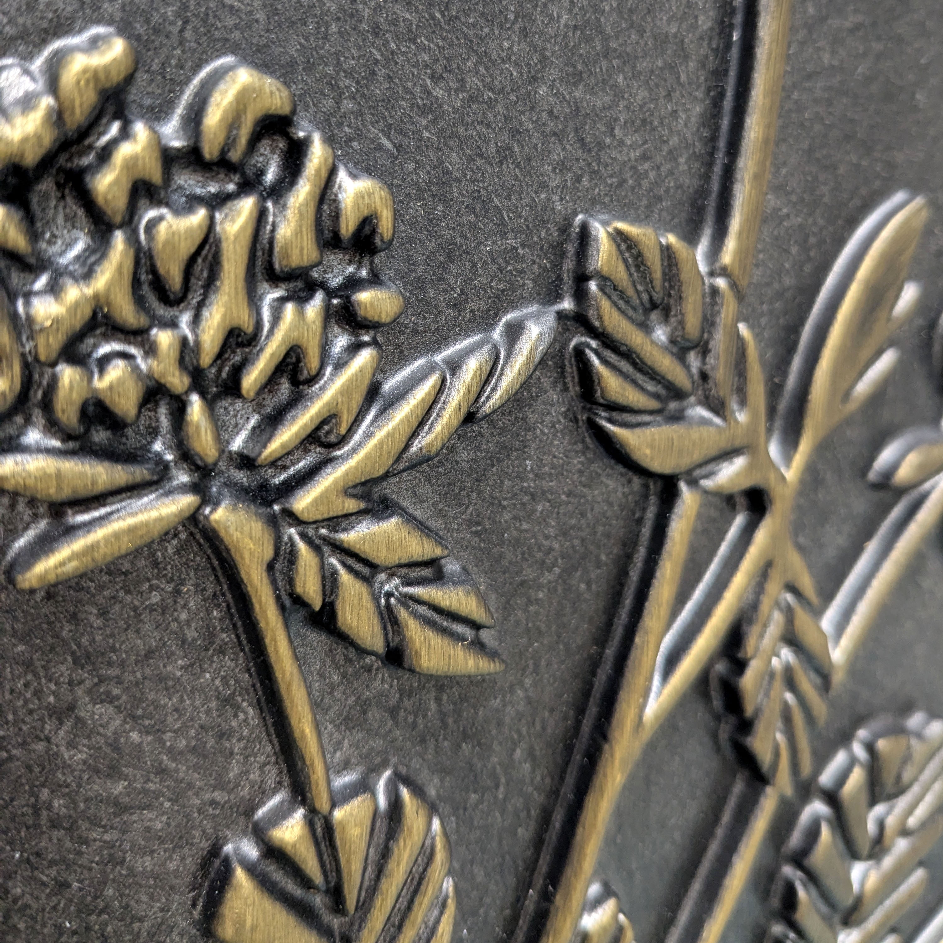 Bradley & Ballard Blackened Brass Faux Metal Stamped Wall Art - Botanical Decor Set