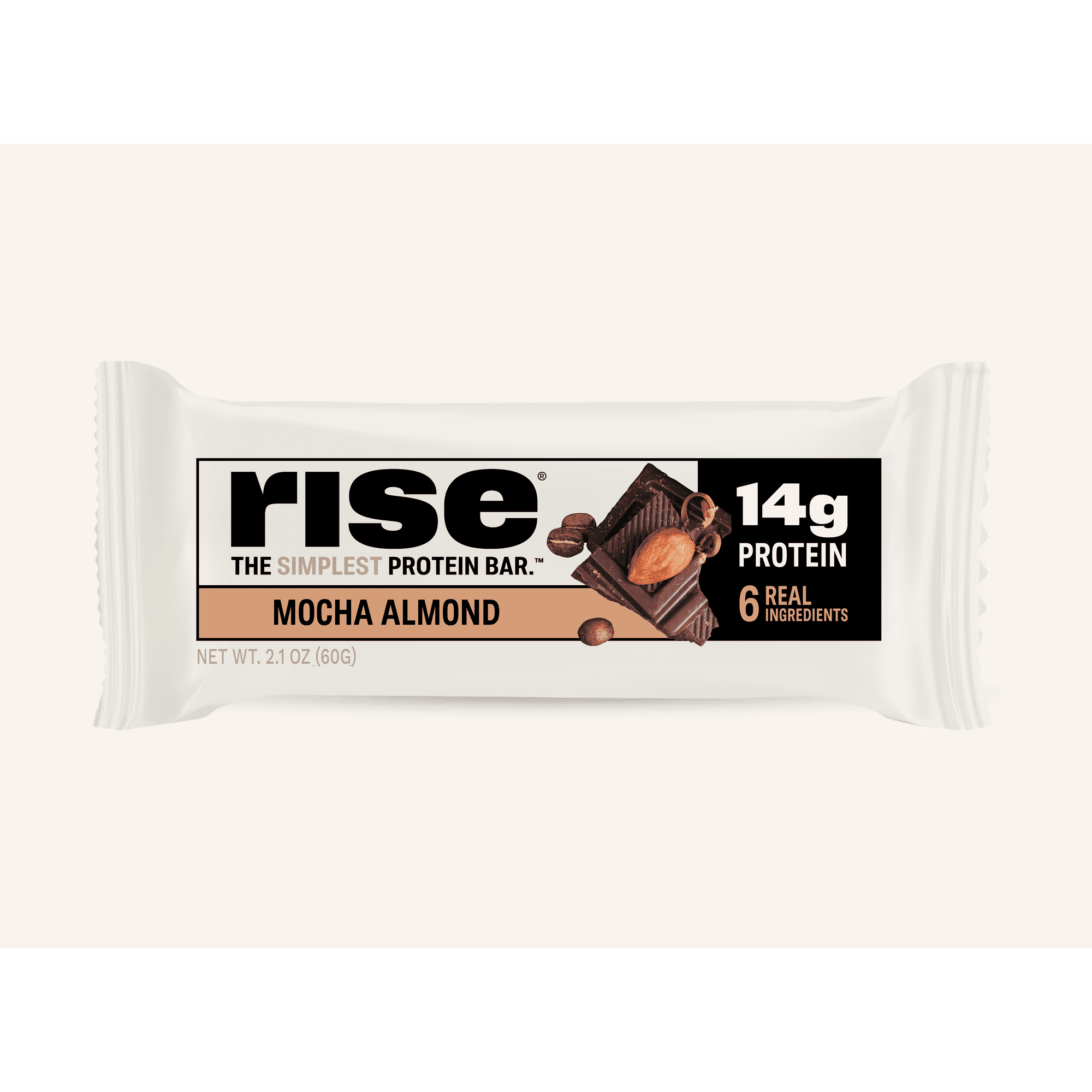 Rise Whey Protein Bars - Mocha Almond | Breakfast Bar & Protein Snack | 14g Protein, 4g Fiber | Just 6 Ingredients | Gluten-Free, Soy-Free | 12 Count