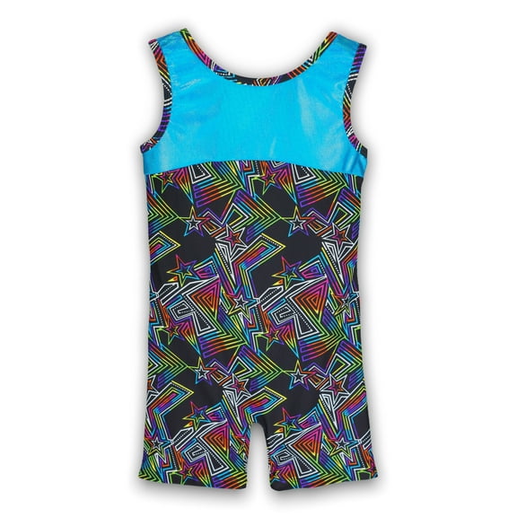 Gymnastics Biketard for Girls - Maze Runner Turquoise - Leap Gear by Pelle - 4 | Child Small