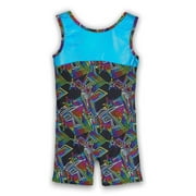 Gymnastics Biketard for Girls - Maze Runner Turquoise - Leap Gear by Pelle - 4 | Child Small