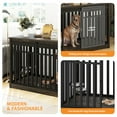 thumbnail image 3 of Craftian 55 Inch Large Dog Crate Furniture with 2 Dog Bowl, Sliding Doors for Medium Large Dogs, Heavy Duty Wood TV Stand with Dog Kennel - Black Oak, 3 of 8
