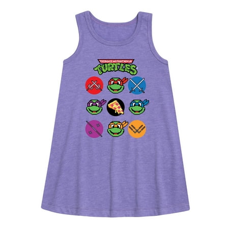 

Teenage Muntant Ninja Turtle - Turtles Character Grid - Toddler and Youth Girls A-line Dress