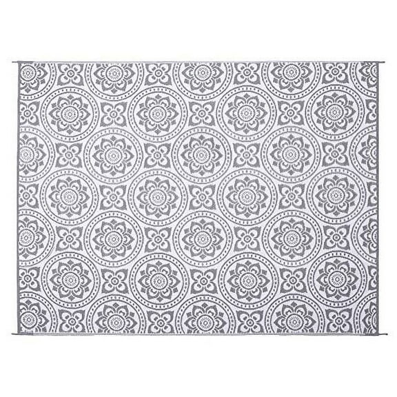 Reversible Mats 258106 Outdoor Mat - Virgin Polypropylene-Easy to Clean - Perfect for Picnics, Cookouts, Camping, The Beach, and Patio, 8-Feet x 10-Feet, Grey/White