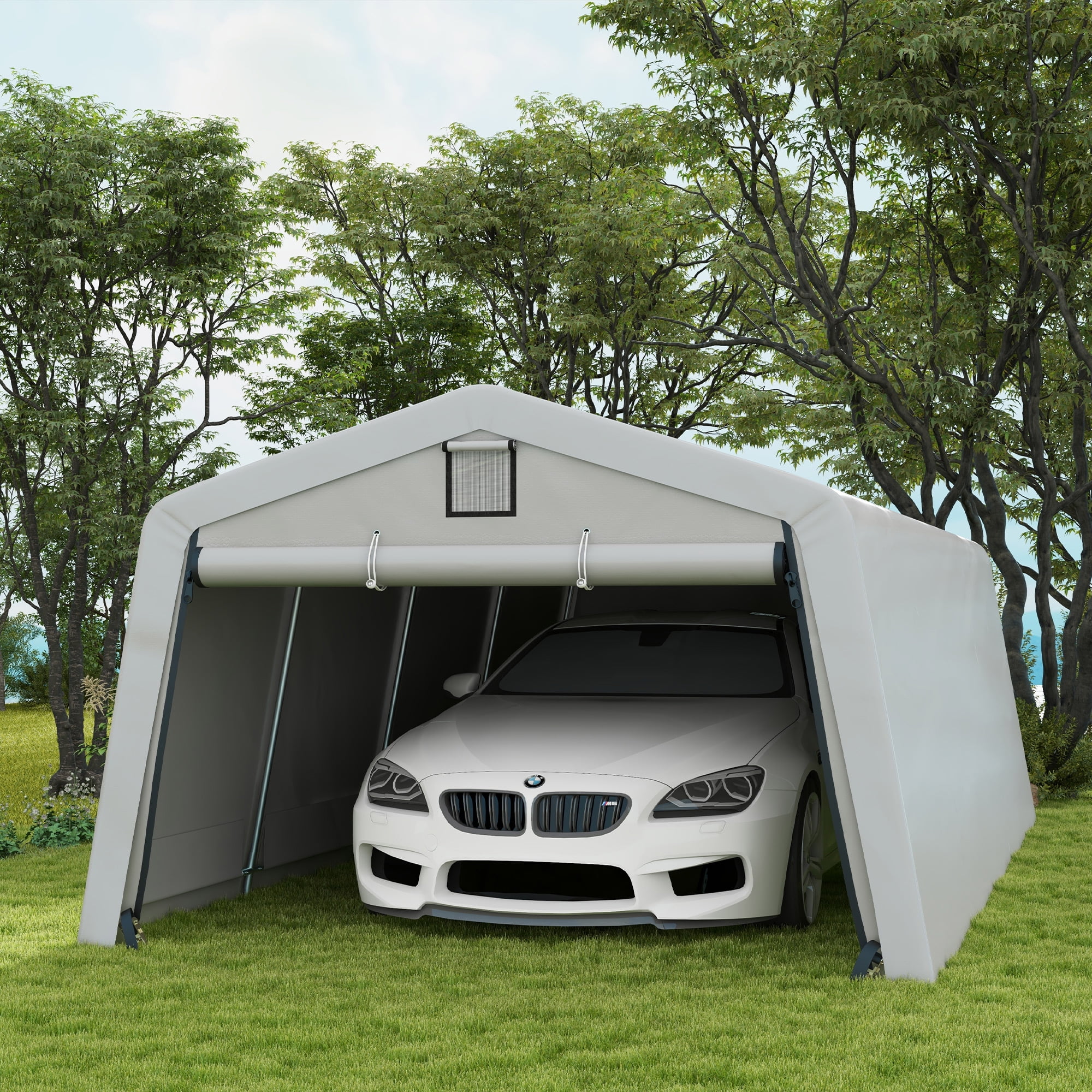 Outsunny 11 x 20 Portable Garage Carport with Ventilation Windows Grey Walmart
