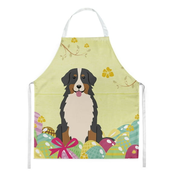 Carolines Treasures BB6036APRON Easter Eggs Bernese Mountain Dog Apron Large multicolor