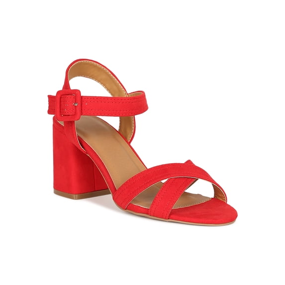 Women Open Toe Crisscross Ankle Strap Low Block Heel Sandal 18839