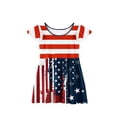 thumbnail image 4 of Abcomgle Toddler Girls 4th Of July Dress Stars Striped Graphic Patriotic Dresses Casual A-Line Fly Sleeve Skateres Cute Beach Independence Day Sundresses for Kids Girls 9-10 Years,Blue, 4 of 5