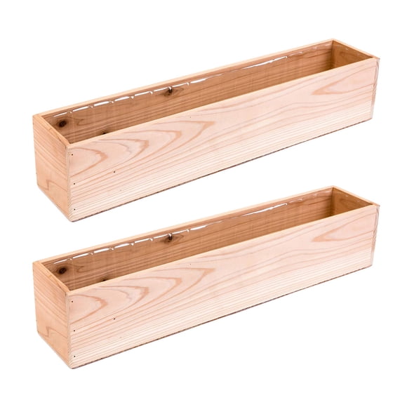 Jardinière Rectangulaire Rustique en Bois de 20 Pouces avec Doublure en Plastique l Bois de Rose G Style Campagnard, Décorations pour la Maison et les Mariages, Ornements de Jardin (Ensemble de 2) (Bois de Rose)