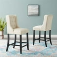 thumbnail image 2 of Hawthorne Collections 26.5" Fabric Tufted Counter Stool in Beige (Set of 2), 2 of 7
