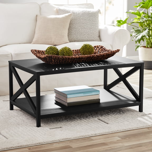 Mainstays Farmhouse X Design Rectangle Coffee Table with Storage