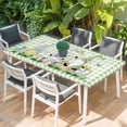 thumbnail image 2 of Easter Table Cloths for 3 Foot Rectangle Tables, Spring Gnomes Flowers Rabbit Butterfly Green Plaid Patio Waterproof Elastic Fitted Tablecloths, Washable Rectangular Table Cover for Camping, 2 of 8