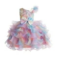 thumbnail image 2 of LIJCC Kid Girls Pageant Party Dress Ruffle Flower Formal Dress Toddler Pageant Rainbow Princess Ruffle Dress Flower Elegant Tutu Sequin Ball Wedding Gown, 2 of 9