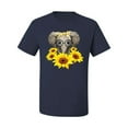thumbnail image 2 of Elephant Sunflower Cute Love Animal Lover Men's Graphic T-Shirt, Navy, X-Large, 2 of 3
